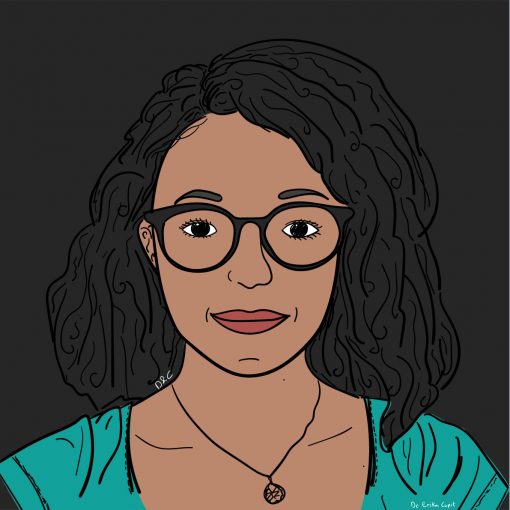 Portrait dessiné d’Erika Cupit, publié sur Design & Collectivité